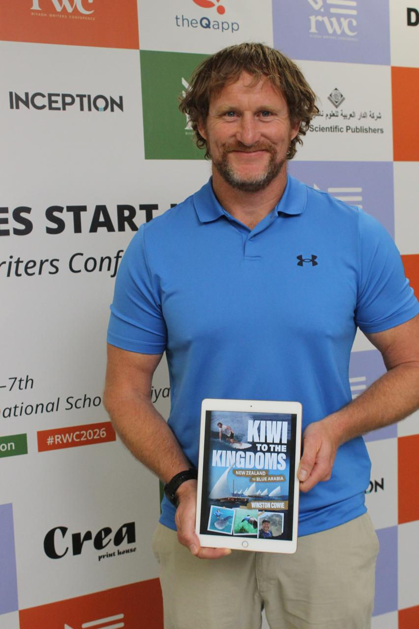 Winston Cowie revelaed the cover of his book during the recent Riyadh Writers Conference