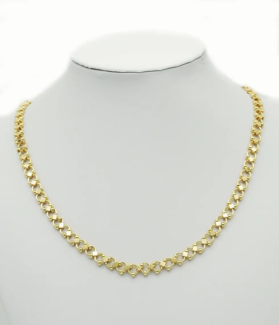 Thumbnail: 18k Gold-filled Round ball diamond link chain 