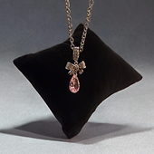 925 Sterling Silver rhinestone bow with pink crystal stone