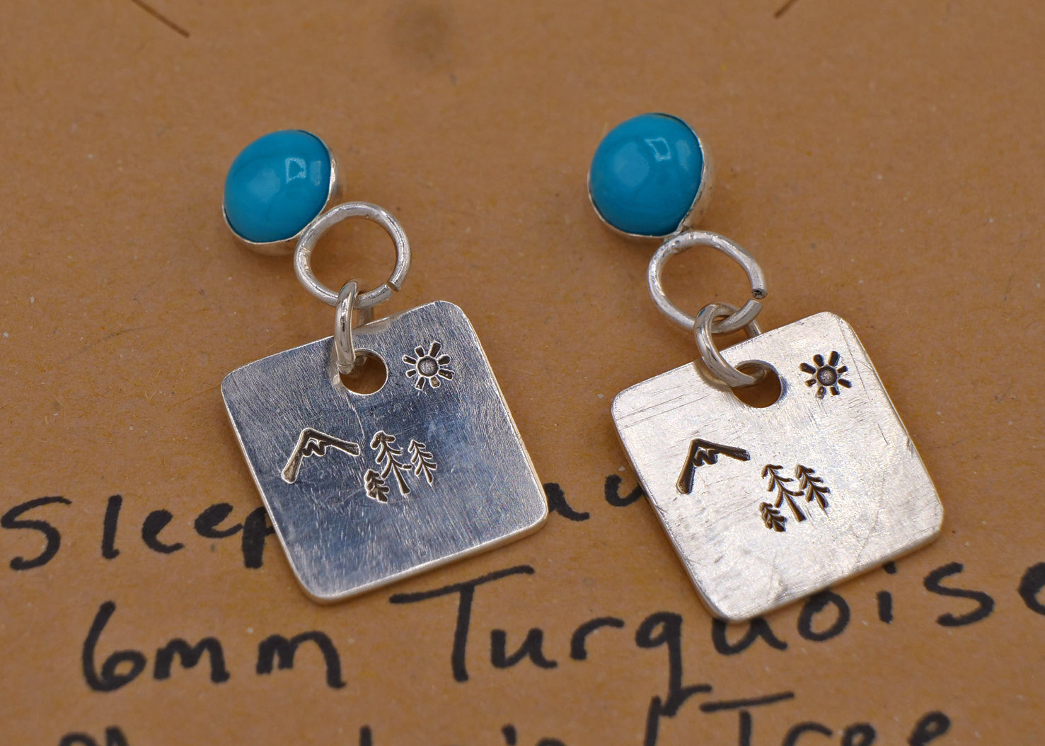 Earrings - 6mm Sleeping Beauty Turquoise with Sterling Accent