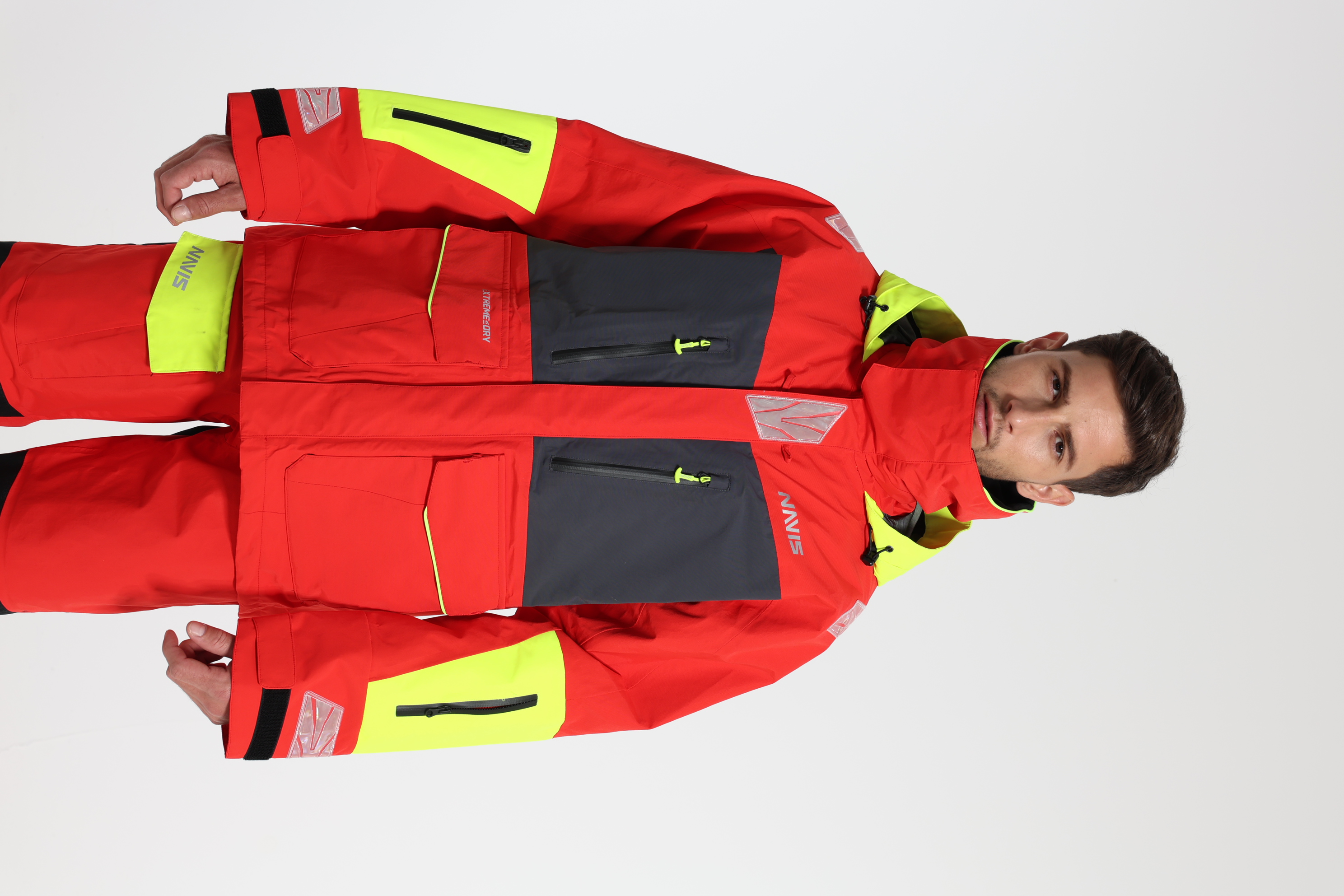 Navis red sailing suit front view