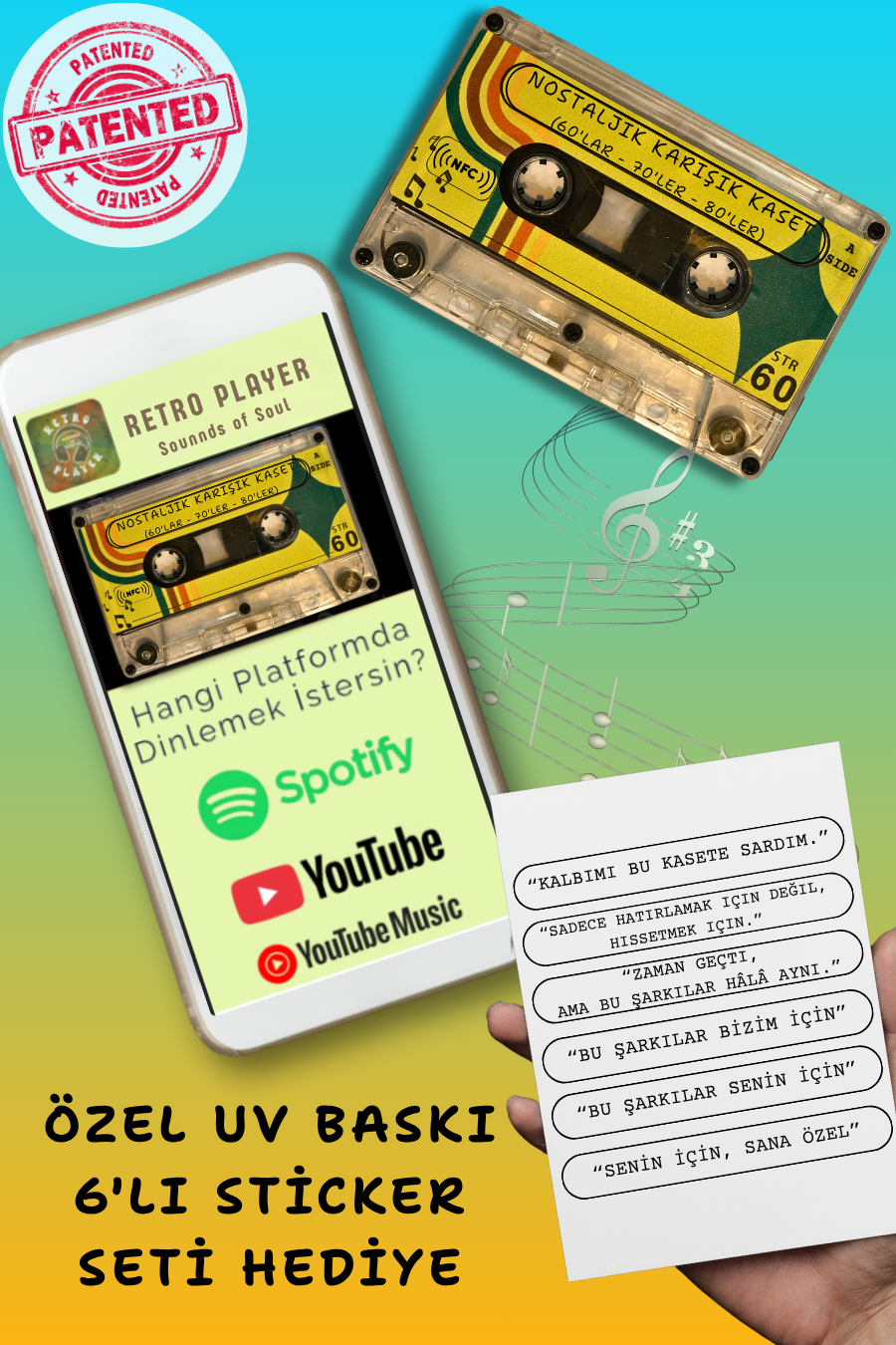 Küçük resim: Karışık Kaset 60'lar 70'ler 80'ler Temassız -NFC- Kaset Nostaljik Retro Hediye