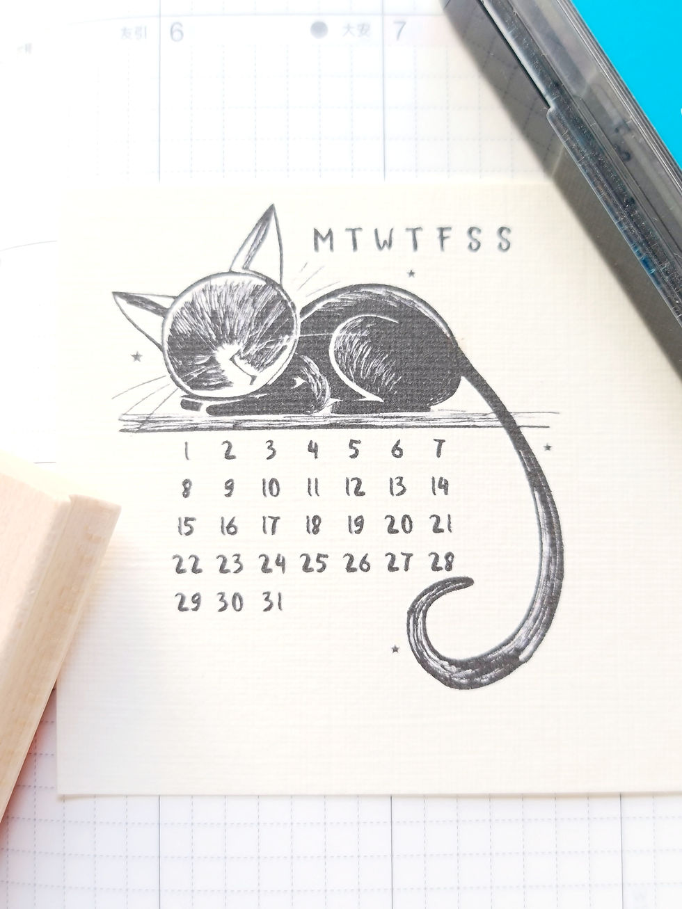 Thumbnail: Neko calendar - Rubber stamps - Viviana Williams カレンダー Karendā