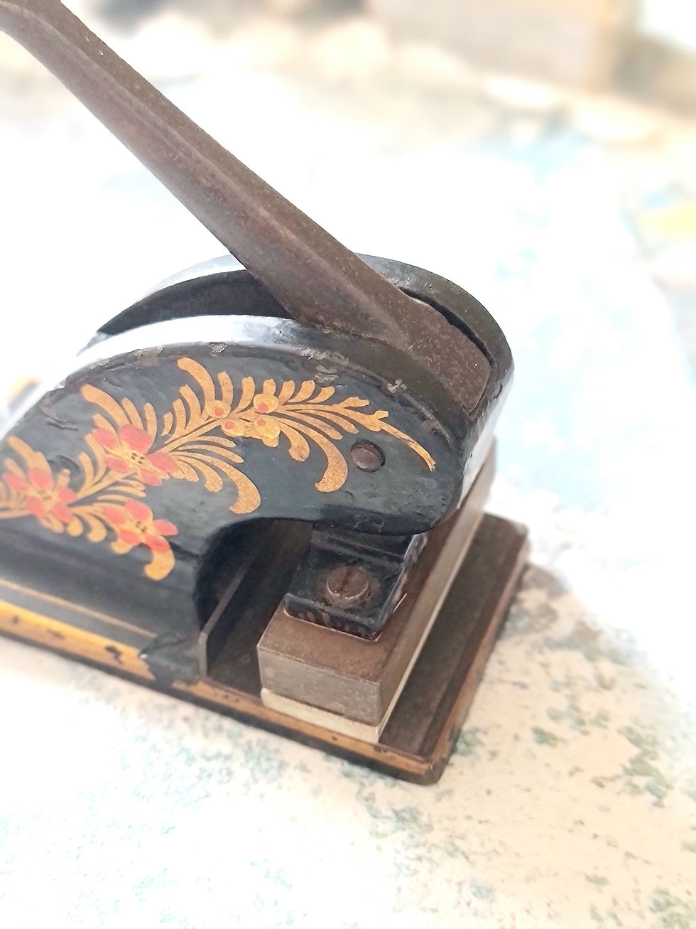 Thumbnail: Cast iron embossing press, company seal or paper embosser. Vintage Embosser