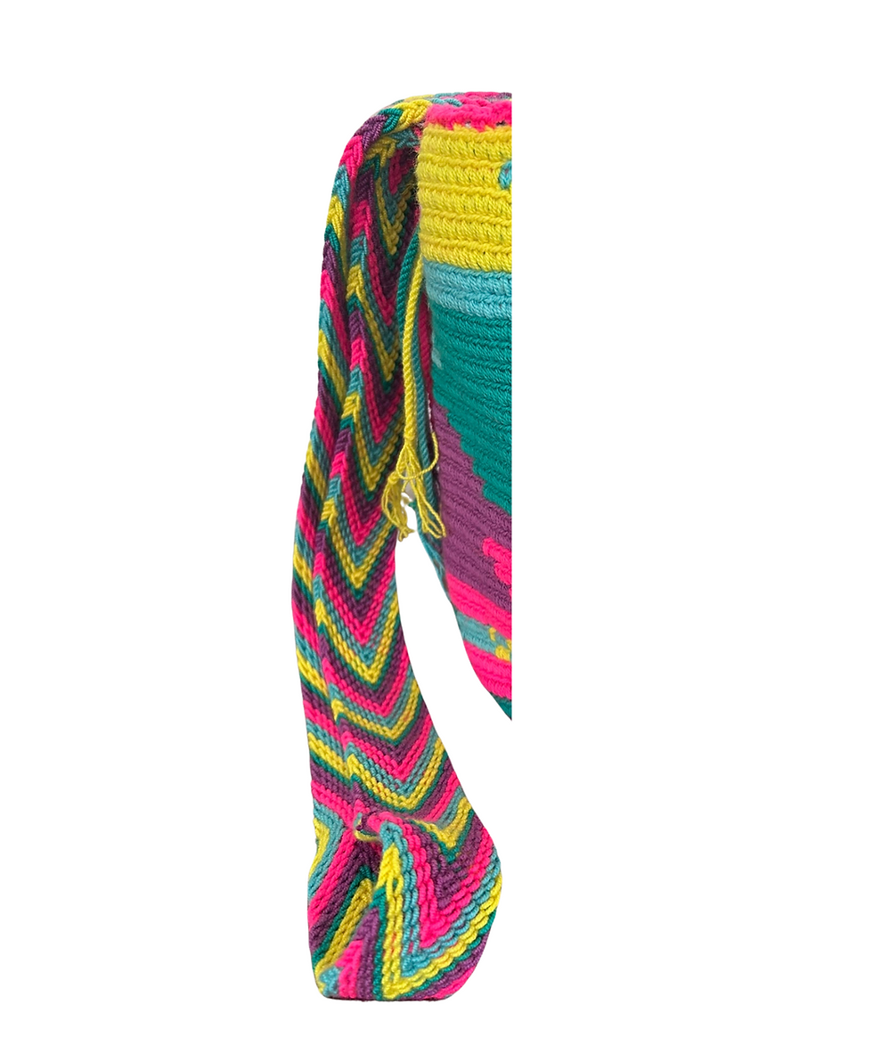 Miniatura: Detalle bolsa wayuu mediana multicolor