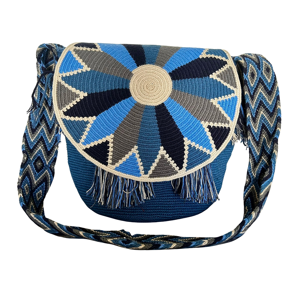 Miniatura: Bolsa wayuu color azul con tapa