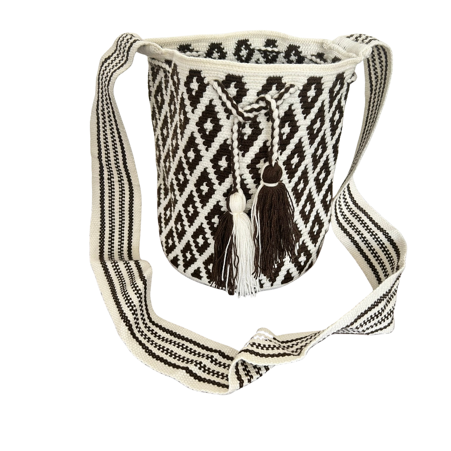 Bolsa wayuu blanca y marrón