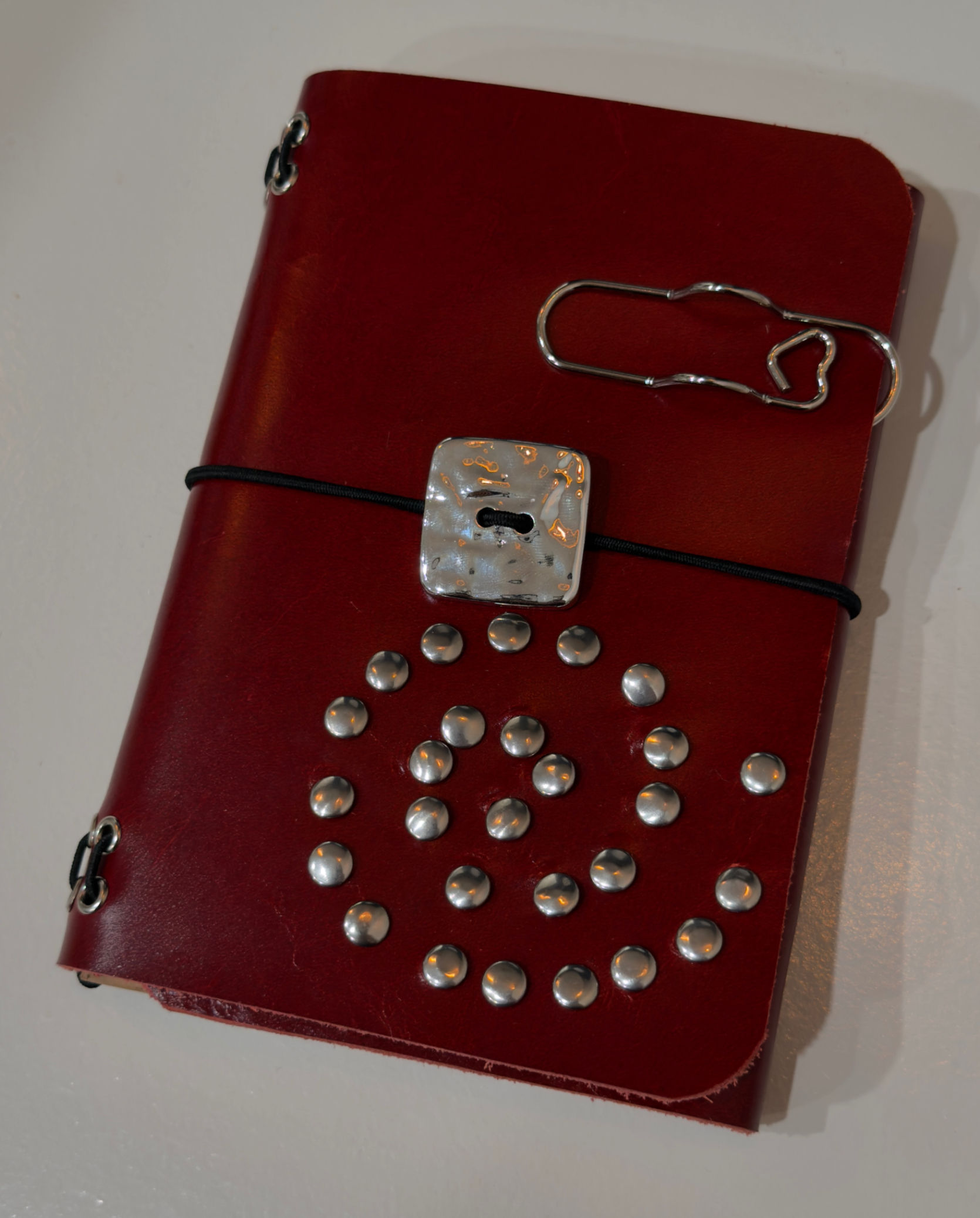 A6 Red Studded Leather Journal