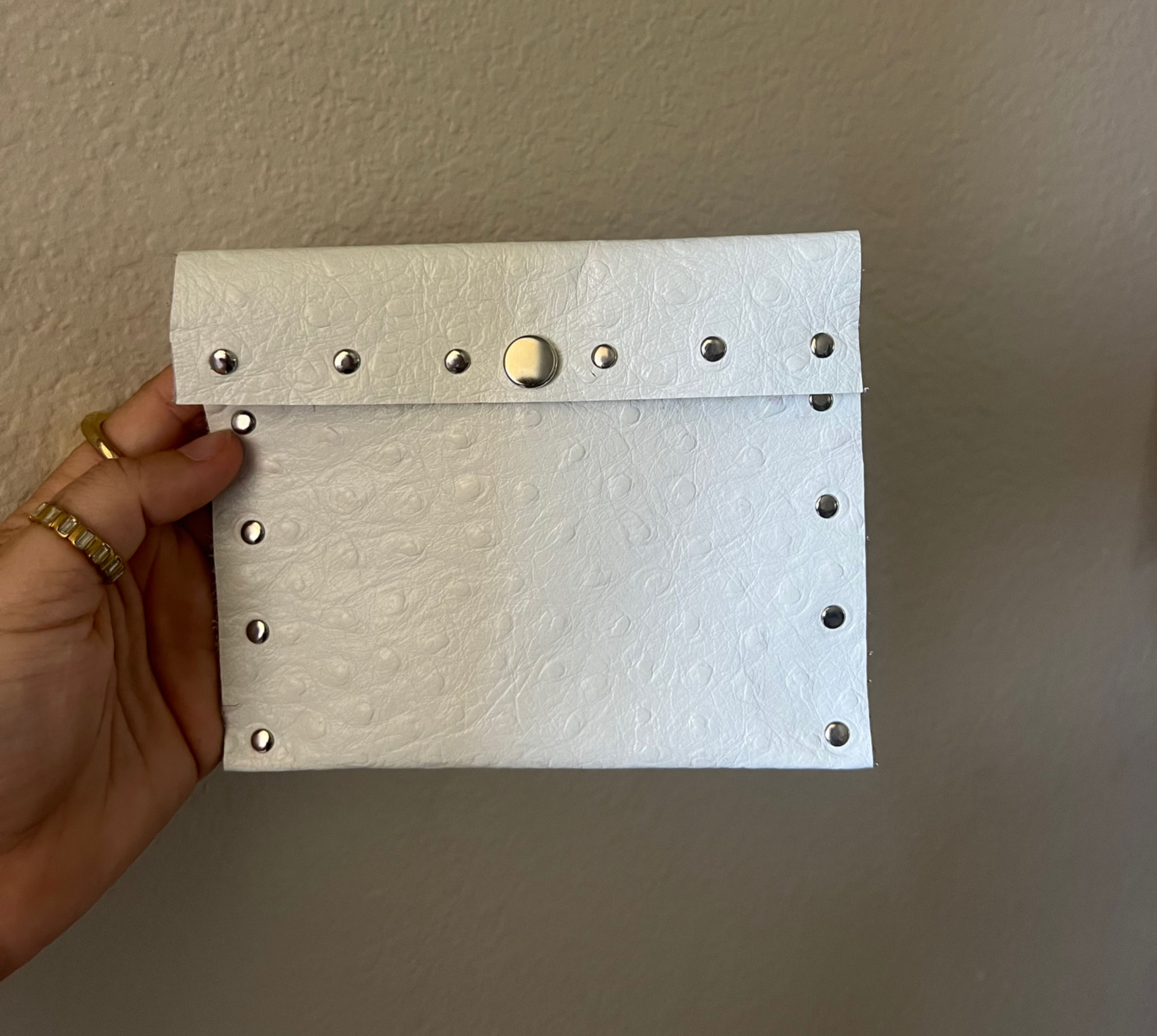 White Silver Studs Multi-Use Pouch