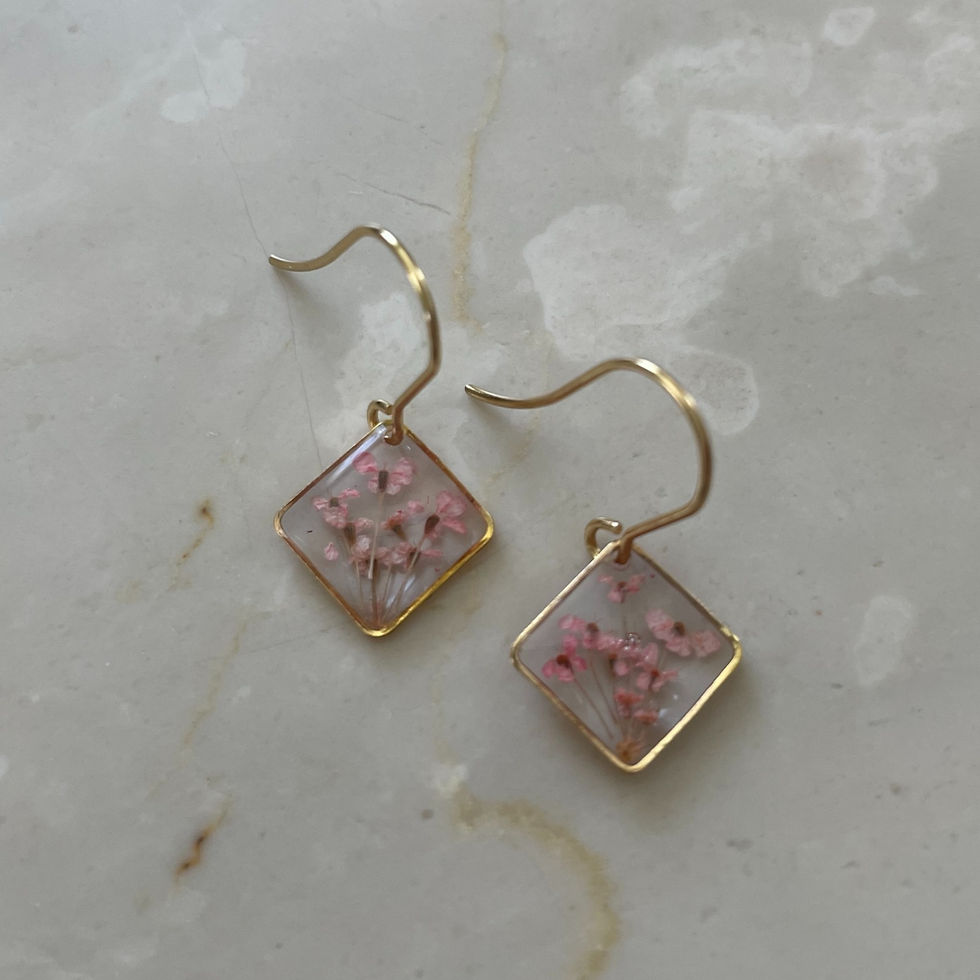 pink queen anne's lace earring
