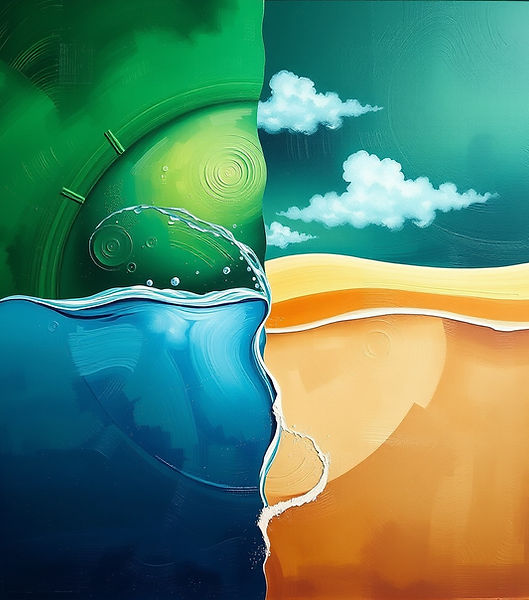 Four elements - earth (green), water, sand and sky.jpg