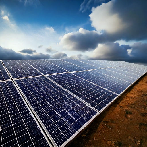 Solar panel on a cloudy day