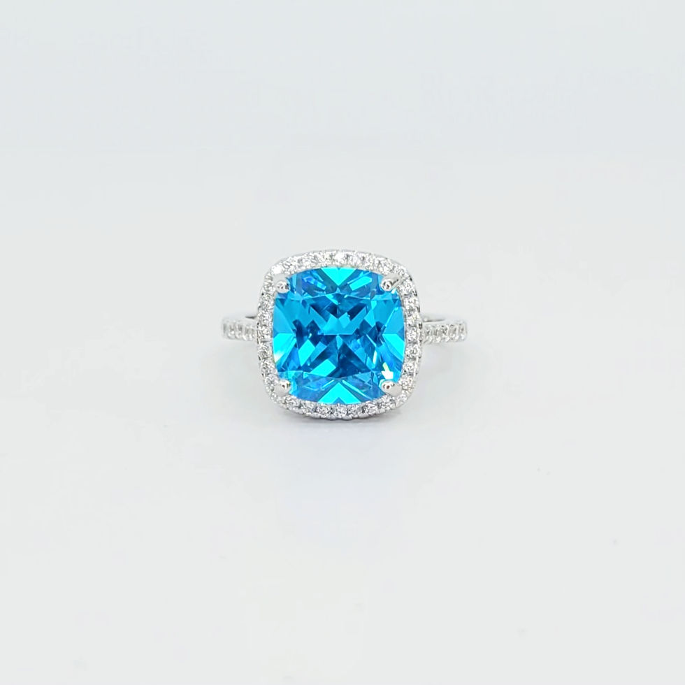 Blue Topaz coushin cut silver ring
