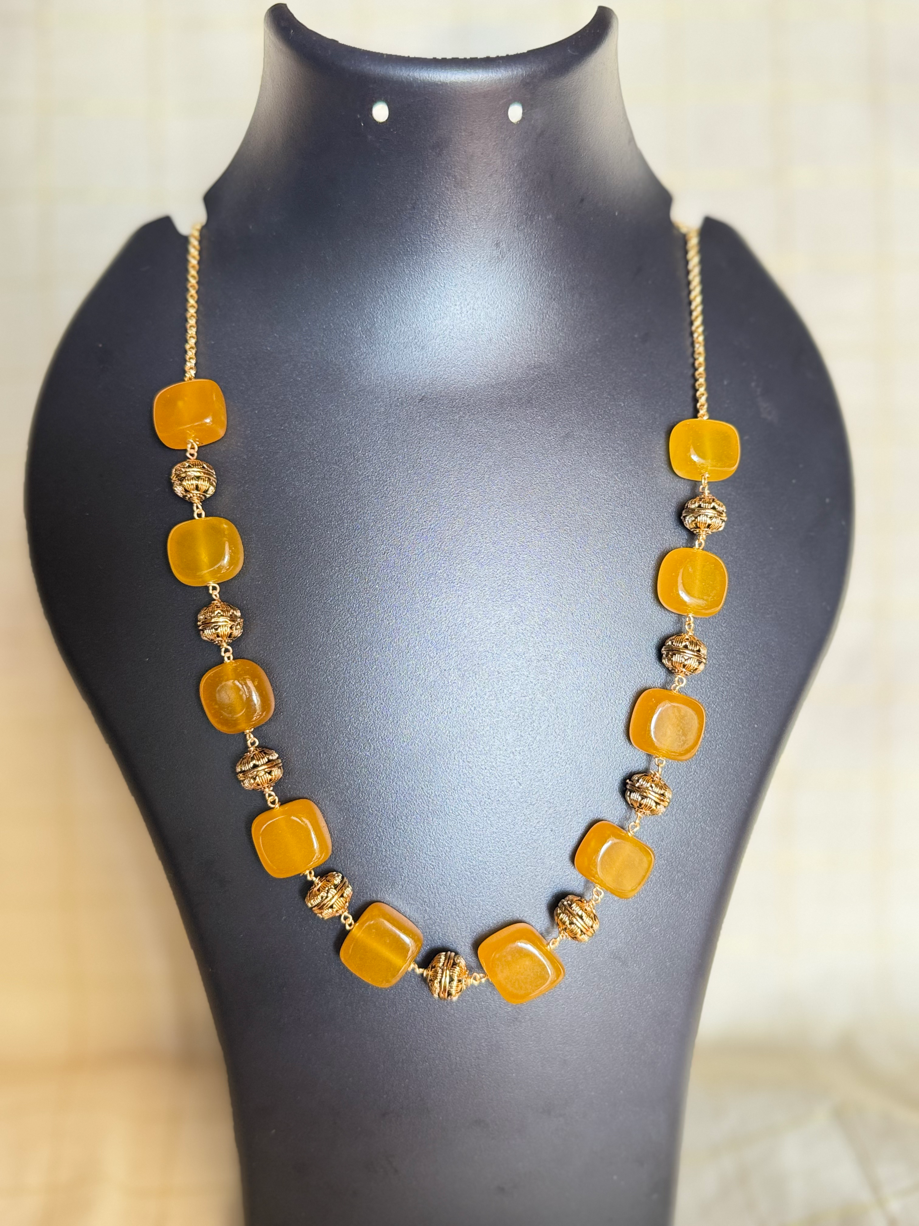 Yellow Nakshi Beaded Necklace
