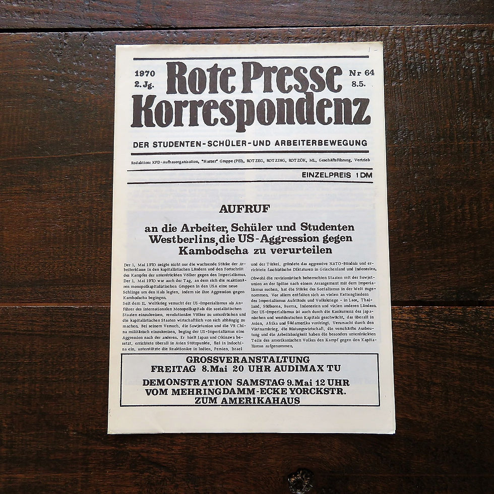 Magazine Germany Rote Presse Korrespondenz 2nd. Year No.64 1970