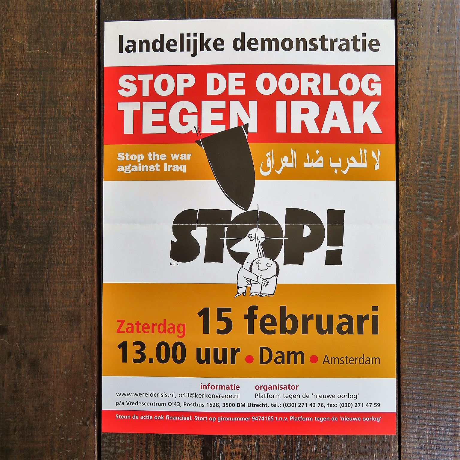 Poster Netherlands Original Stop The War Against Iraq 2003