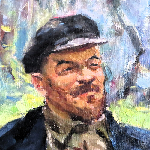 Wallpiece Soviet Russia Lenin On Bench With His Wife | Propagandaworld