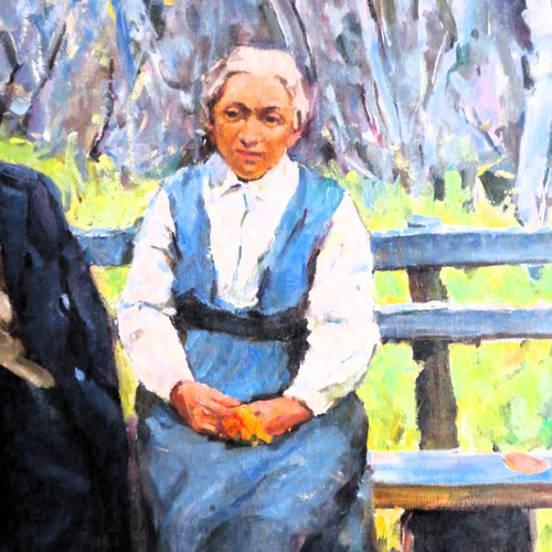 Wallpiece Soviet Russia Lenin On Bench With His Wife | Propagandaworld