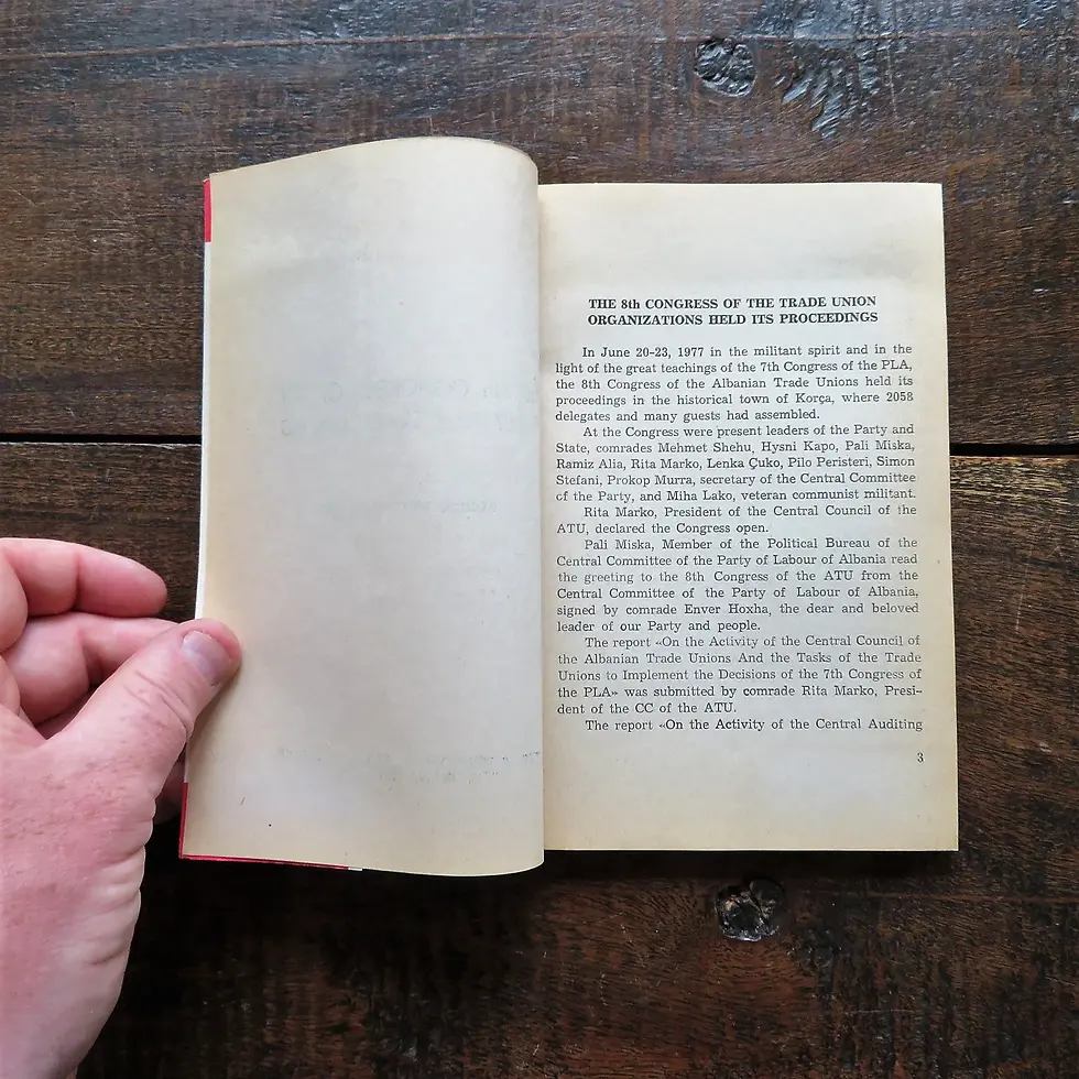 Thumbnail: Books Albania The 8th. Congress Of The Albanian Trade Unions 1977