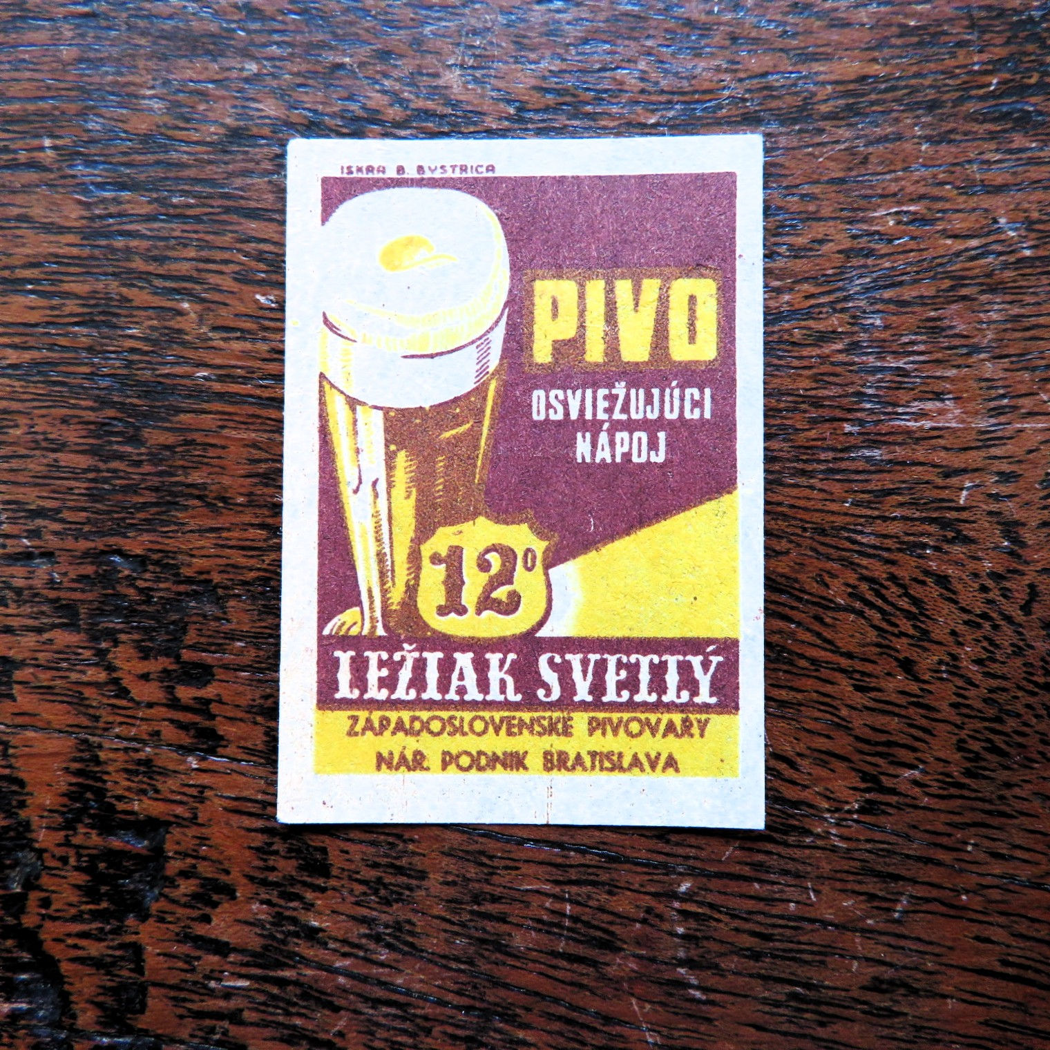 Matchbox Label Czechoslovakia Beer Refreshing Drink