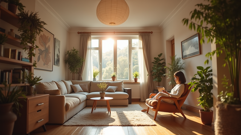 Eye-level view of a serene family home with a welcoming front porch