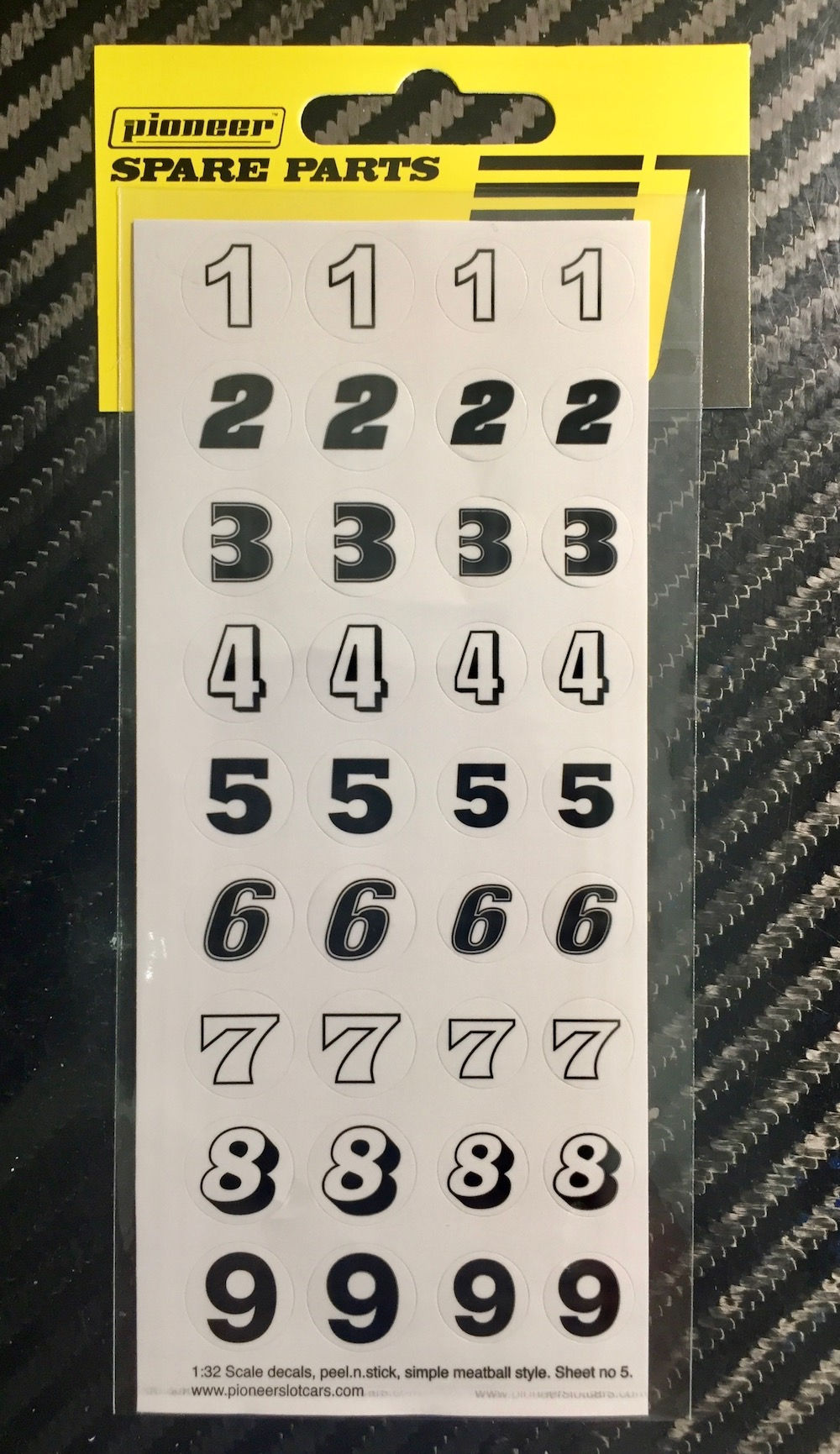 Pioneer Racing Numbers (1-9) Sticker Sheet #5