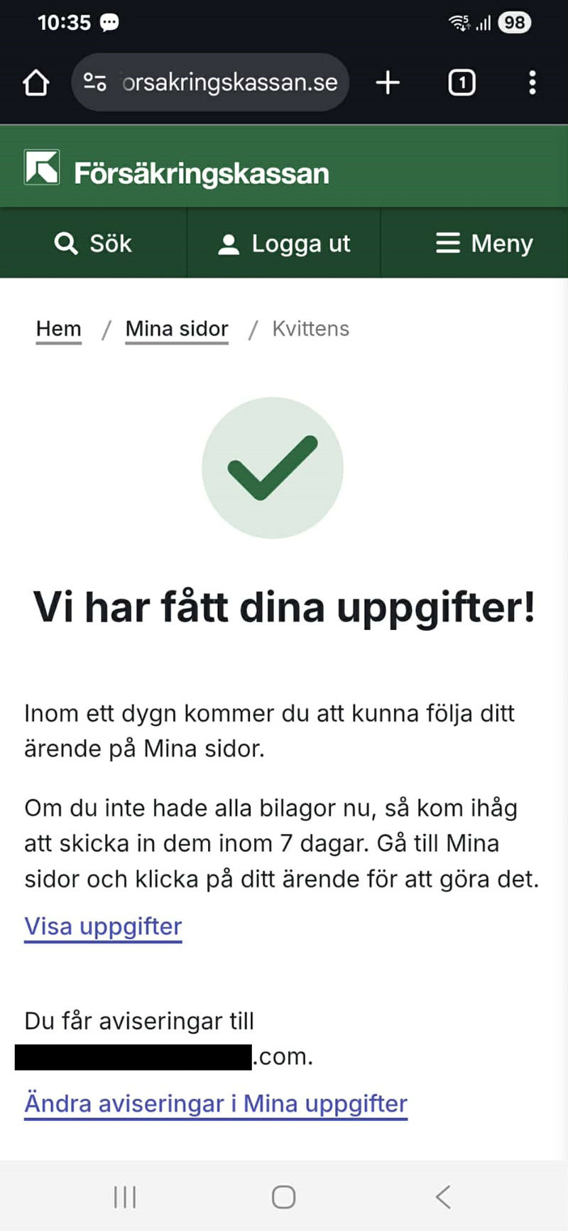 Efter mycket möda var Pass, BankID och Adress i Sverige klart...