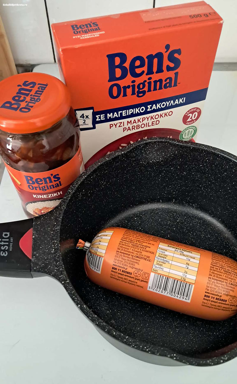 I väntan på en mindre kyl/frys blir det enkla rätter för dagen...