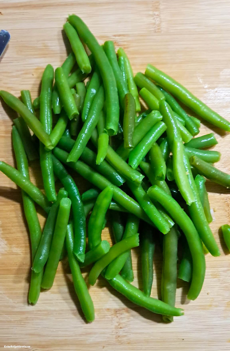 Lite färskplockade Haricots verts...