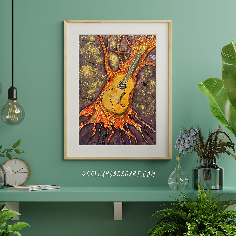 Thumbnail: Trigger Print of Watercolor, Gouache, and Mica on Canvas by DeElla Hoberg
