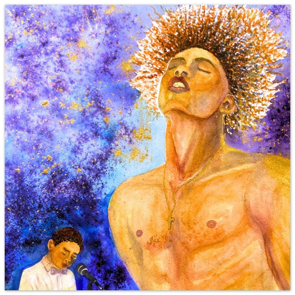 Finding His Voice – Music Inspired Watercolor Portrait Fine Art Print