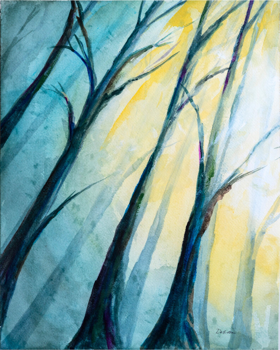 Thumbnail: "Morning Light" – Watercolor Forest -DeElla Hoberg-Art Print