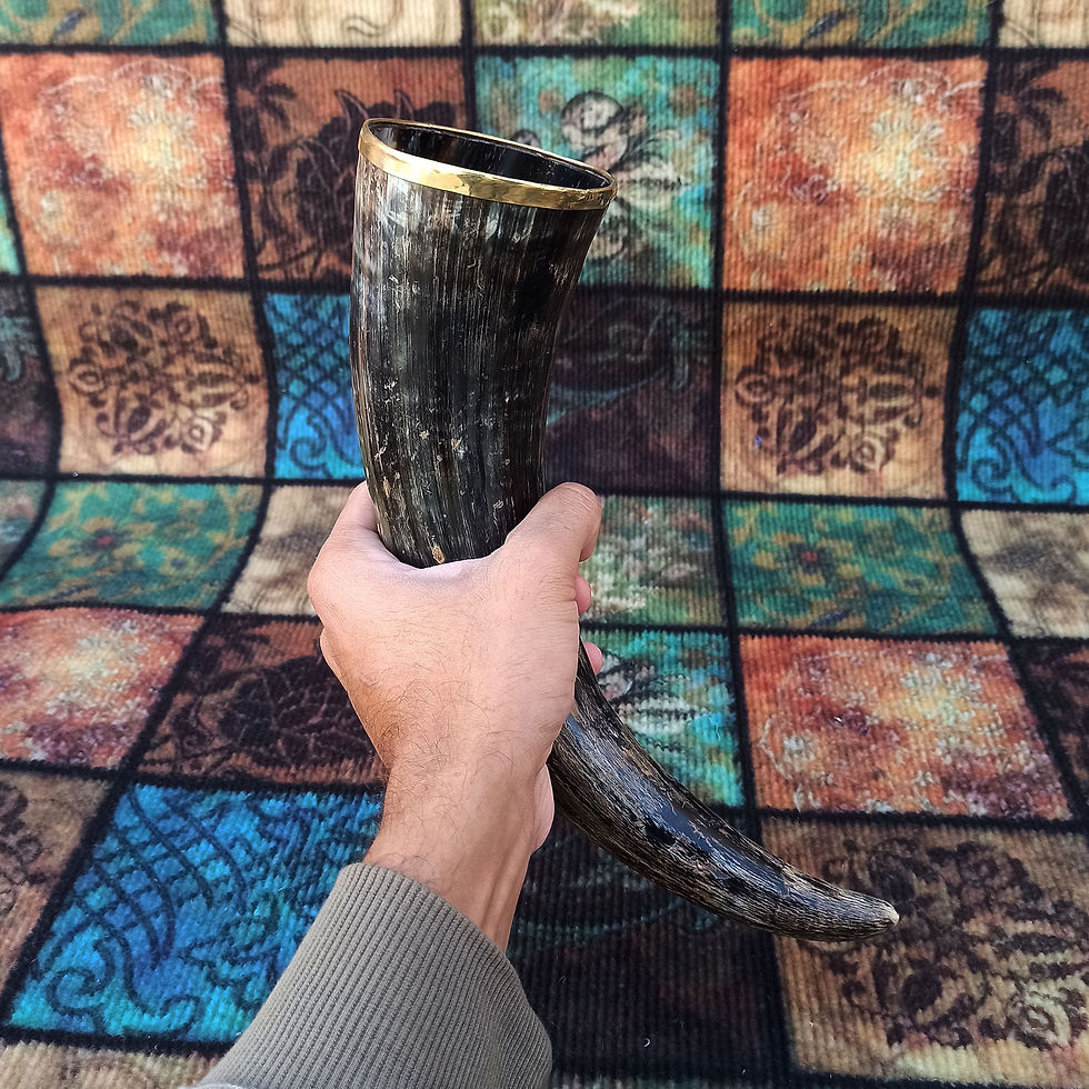 Thumbnail: Set of 4 Handcrafted Drinking Horn with Stand, Viking Drinking Horn