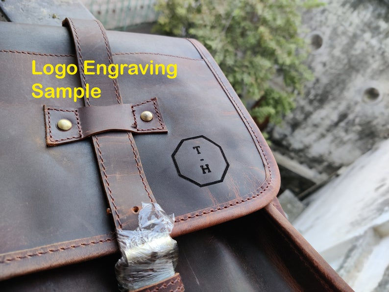 Thumbnail: Personalized Leather Messenger Bag