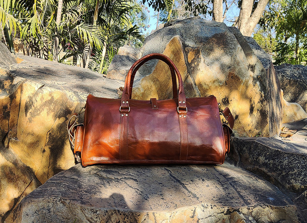 Thumbnail: Handmade Leather Duffle Bag – Genuine Goat Leather Weekender, Gym & Travel Bag