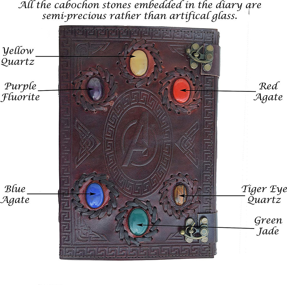 Thumbnail: Avengers embossed 10 inches Handmade Leather Journal With Stones
