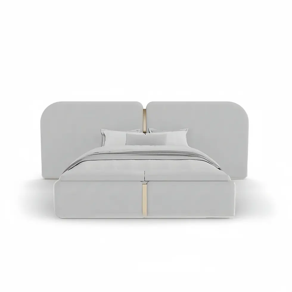 Thumbnail: Sand Glow Velvet Fabric Bed – Fleece-Kissed Luxury, Modern Serenity