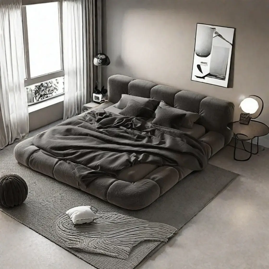 Onyx Black Velvet Fabric Bed – Bold Luxe Statement Piece