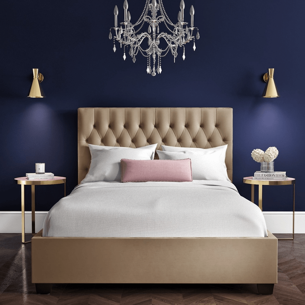 Regal Velvet Fabric Bed – Diamond Tufting & Opulent Comfort