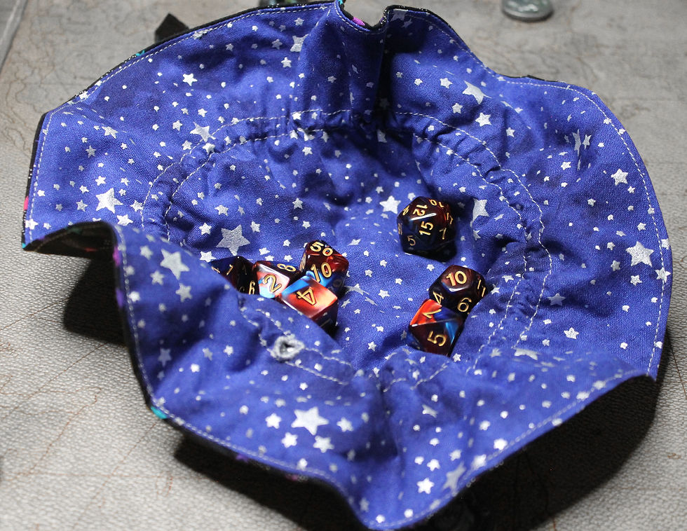 Thumbnail: Colorful/Silver Stars Reversible Dice Bag