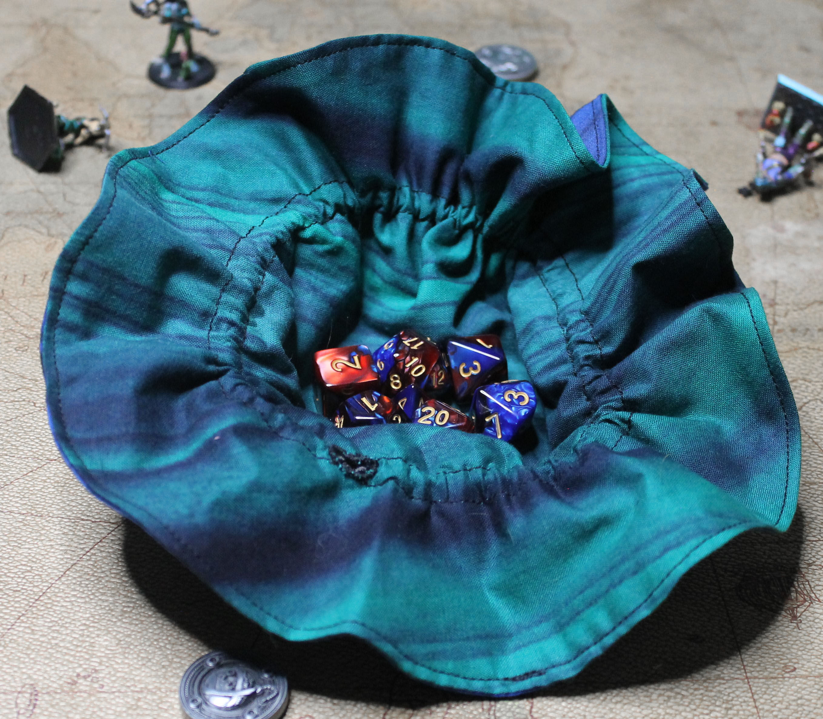 Blue/Green Reversible Dice Bag