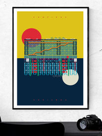 Pompidou Centre Architectural Art Print framed gallery wall art.