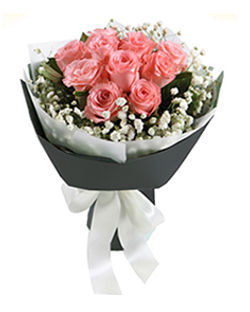 11枝玫瑰+滿天星