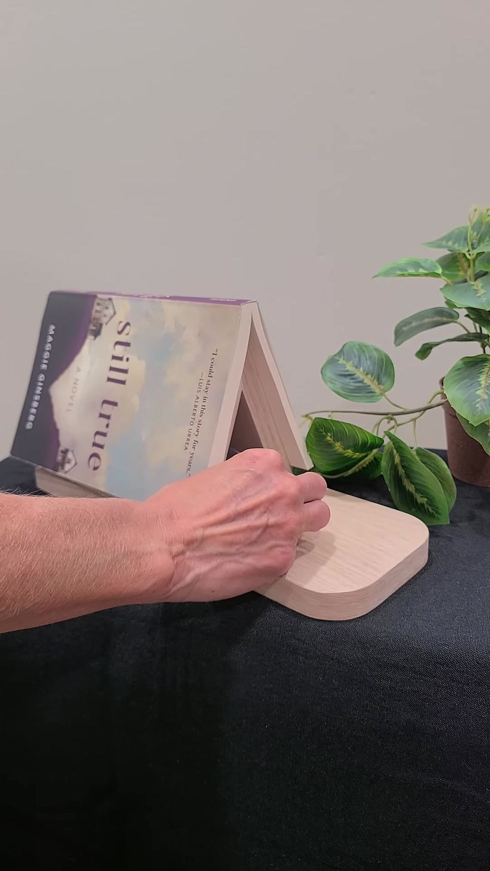 Thumbnail: Wood Book Stand: Glasses & Drink Holder