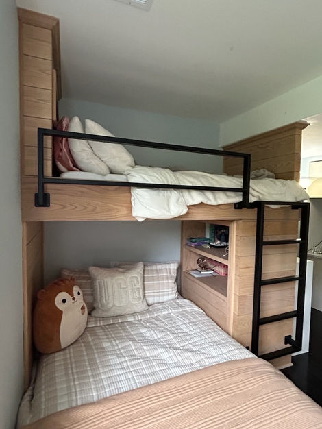 Custom Built-in Twin Loft Bed with Full Platform Bed with built-in storage