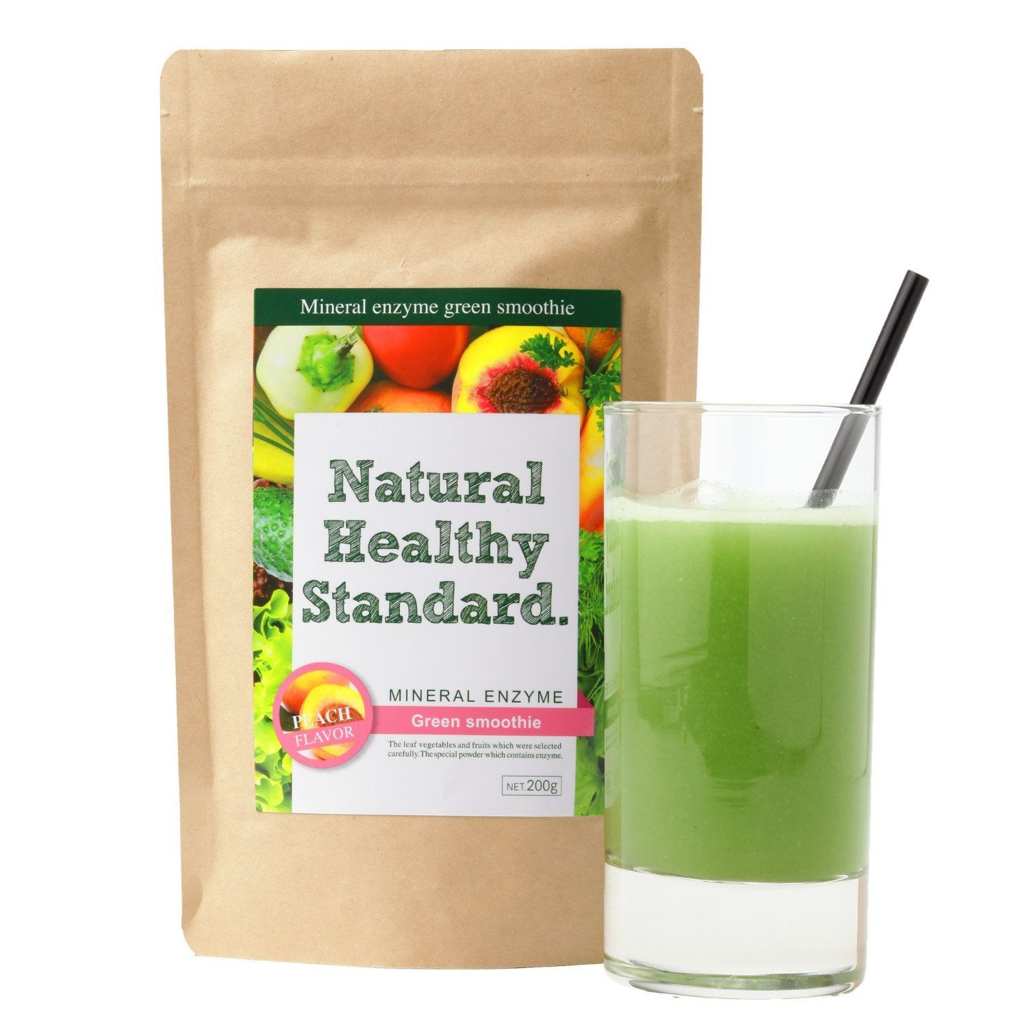 Natural Healthy Standard Mineral Enzyme Green Smoothie Peach Flavor 200g