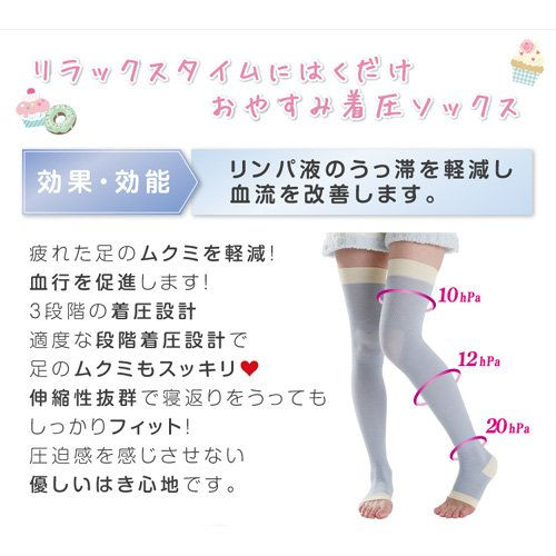 Thumbnail: Safety Tenshi no Kyusoku Wearing Pressure Over Knee Socks Blue M-L Made in Japan