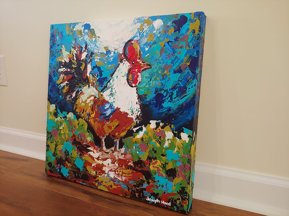 Thumbnail: Abstract Rooster - Original 20x20" Acrylic Painting