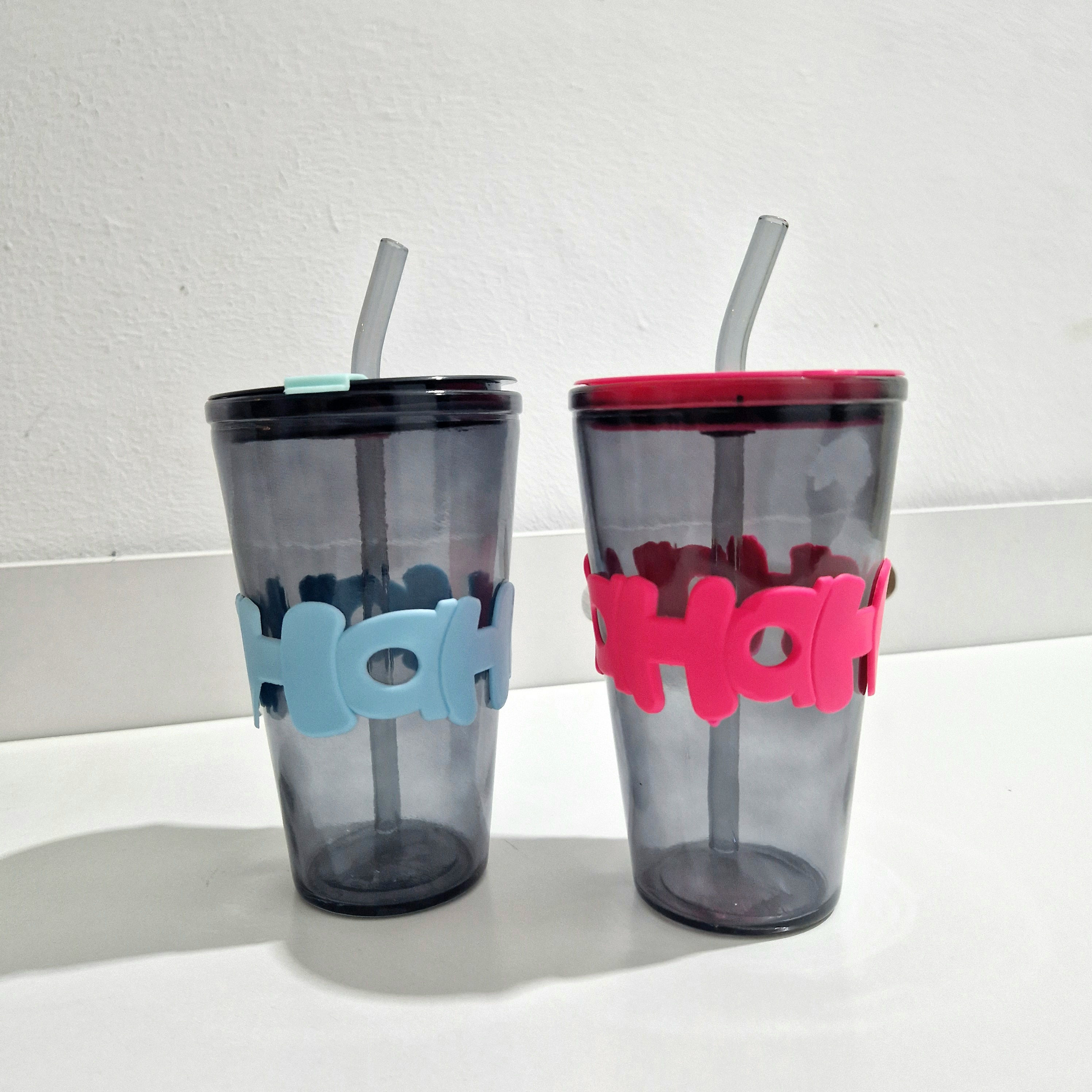 Haha Glass Mug with Straw