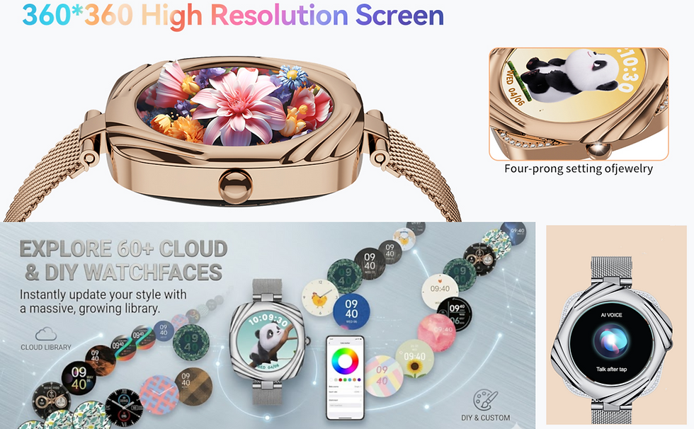 Thumbnail: Shyenah AW5 Unique Dual Design Crystal studded Luxury Smartwatch